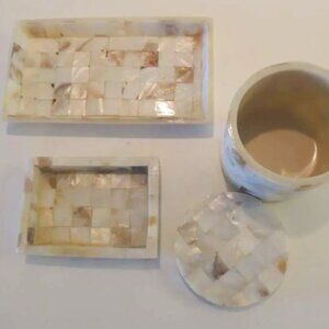 Capiz Shells Style Bathroom Vanity Accessories - Set of 3